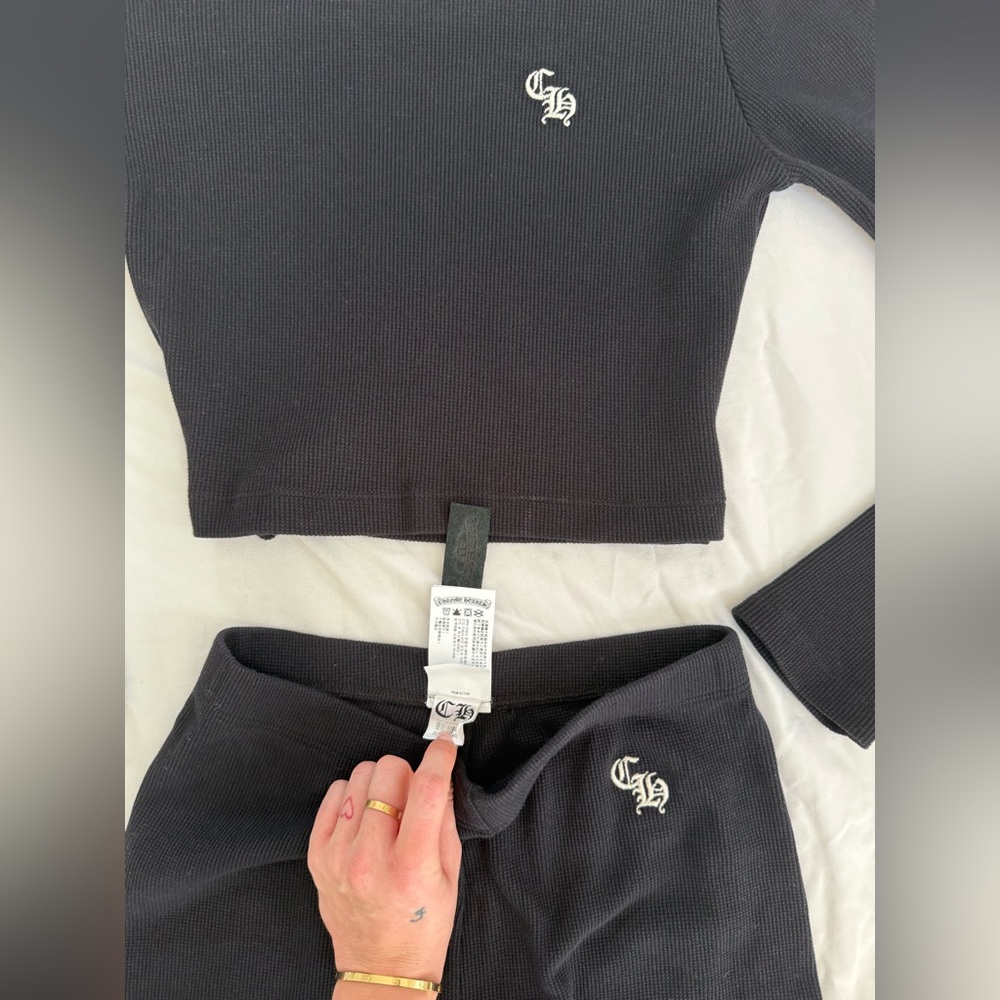 Chrome Hearts Waffle Longsleeve Top & Shorts set